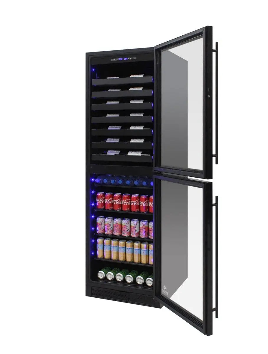 Vinotemp 98 Bottle/200 Can Wine & Beverage Dual-Zone Cooler, Black