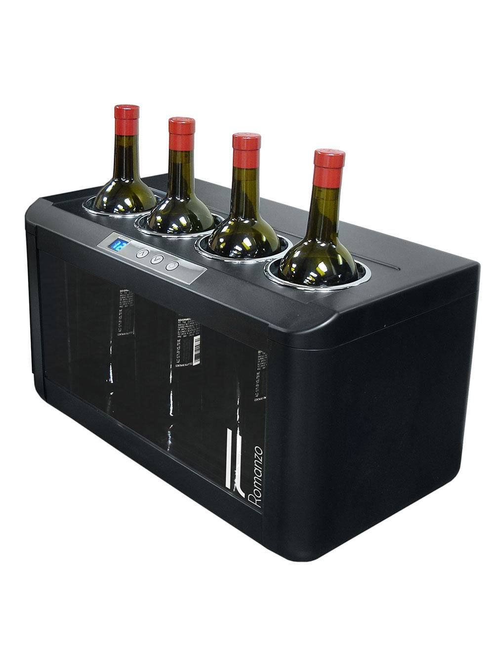 Vinotemp Il Romanzo 4-Bottle Open Wine Cooler, Black