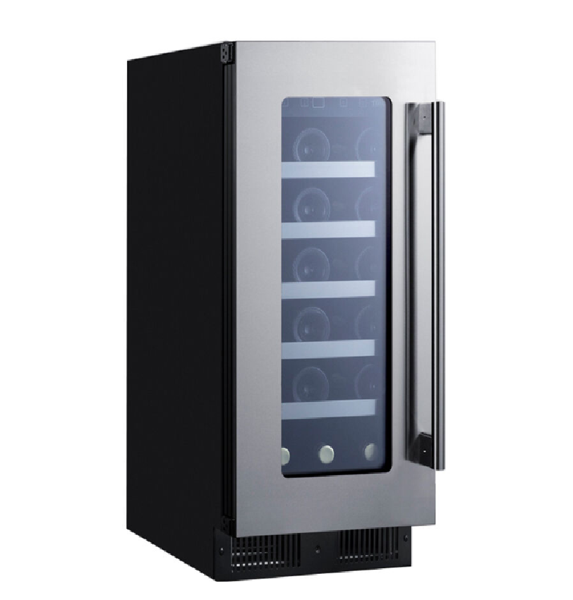 Summit Appliance 15 inch Undercounter Wine Cooler with Wood Racks, Single Temperature Zone & 23-Bottle Capacity - Stainless Steel