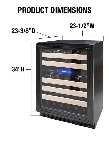 Vinotemp 24" 46 Bottle Panel Ready Dual-Zone Wine Cooler