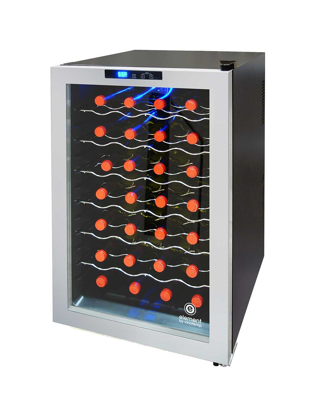 Vinotemp 28 Bottle Wine Cooler, Silver