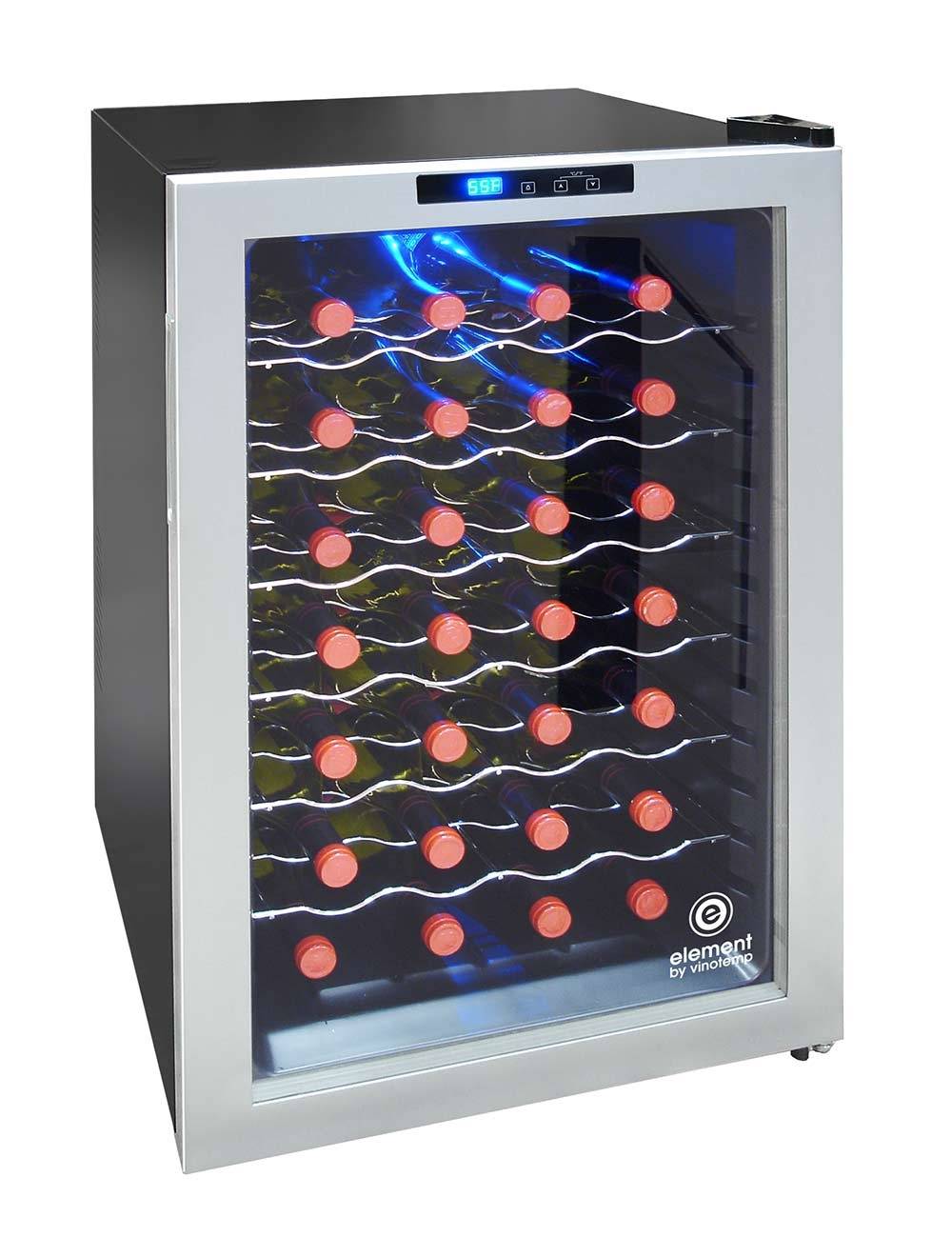 Vinotemp 28 Bottle Wine Cooler, Silver