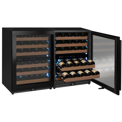 Allavino Reserva Series 102 Bottle Four Zone Built-in Luxury Wine Refrigerator with Black Metal Doors - Side-by-Side