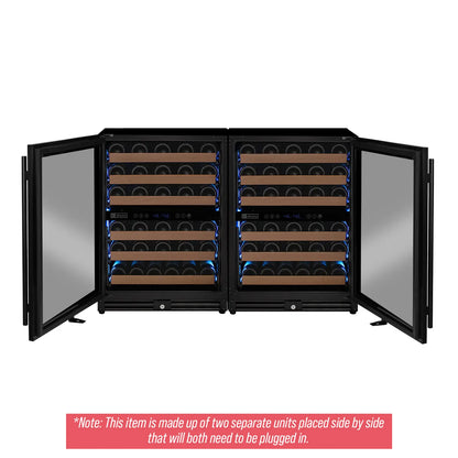 Allavino Reserva Series 102 Bottle Four Zone Built-in Luxury Wine Refrigerator with Black Metal Doors - Side-by-Side