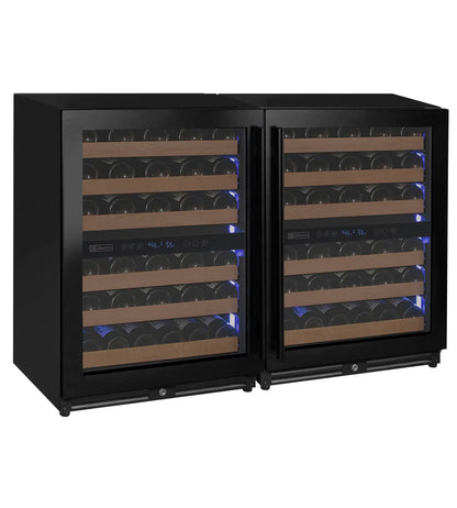 Allavino Reserva Series 102 Bottle Four Zone Built-in Luxury Wine Refrigerator with Black Metal Doors - Side-by-Side
