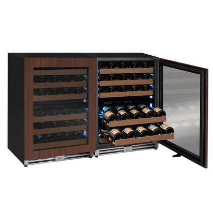 Allavino Reserva Series 102 Bottle Four Zone Undercounter Wine Refrigerator Cooler with Panel Ready Overlay Doors - Side-by-Side