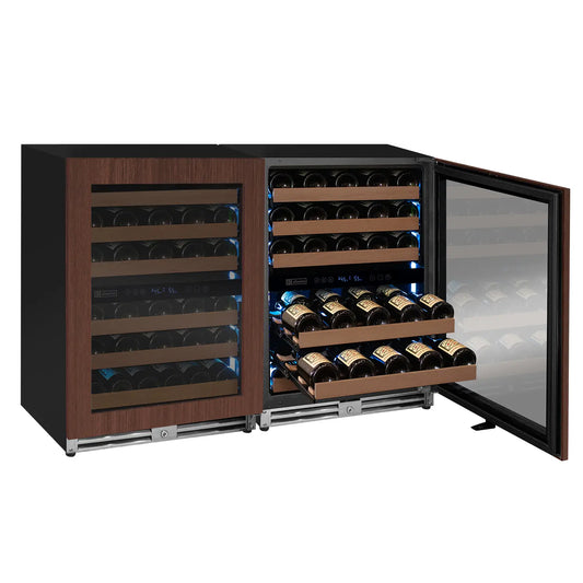 Allavino Reserva Series 102 Bottle Four Zone Undercounter Wine Refrigerator Cooler with Panel Ready Overlay Doors - Side-by-Side