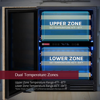 Allavino Reserva Series 102 Bottle Four Zone Undercounter Wine Refrigerator Cooler with Panel Ready Overlay Doors - Side-by-Side