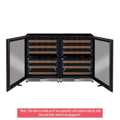 Allavino Reserva Series 102 Bottle Four Zone Undercounter Wine Refrigerator Cooler with Panel Ready Overlay Doors - Side-by-Side