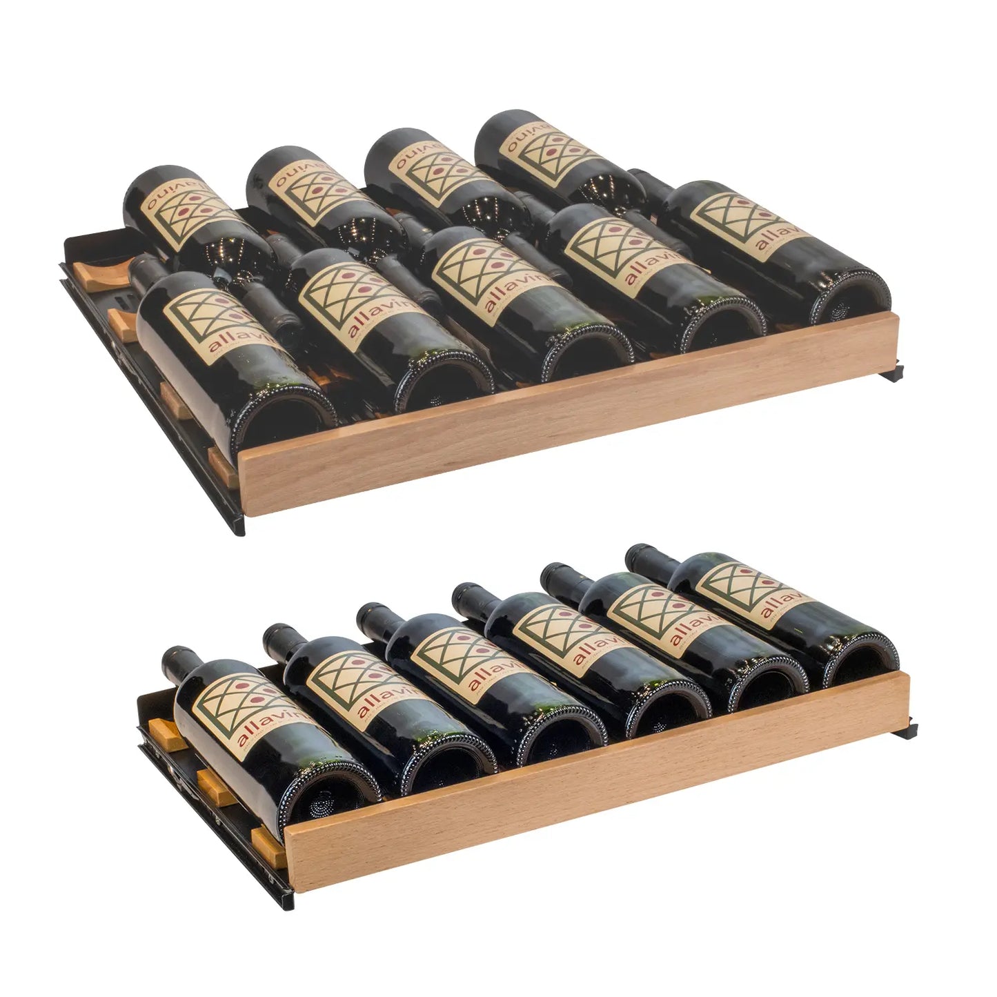 Allavino Reserva Series 102 Bottle Four Zone Undercounter Wine Refrigerator Cooler with Panel Ready Overlay Doors - Side-by-Side
