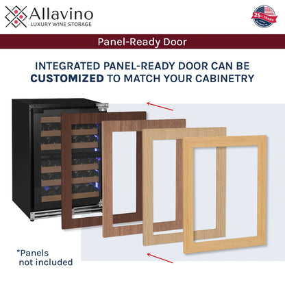 Allavino Reserva Series 102 Bottle Four Zone Undercounter Wine Refrigerator Cooler with Panel Ready Overlay Doors - Side-by-Side