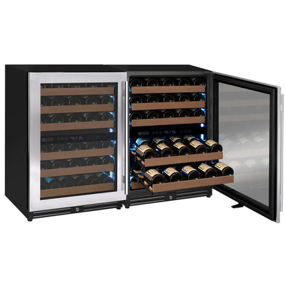 Allavino Reserva Series 102 Bottle Four Zone Built-in Luxury Wine Refrigerator with Stainless Steel Doors - Side-by-Side
