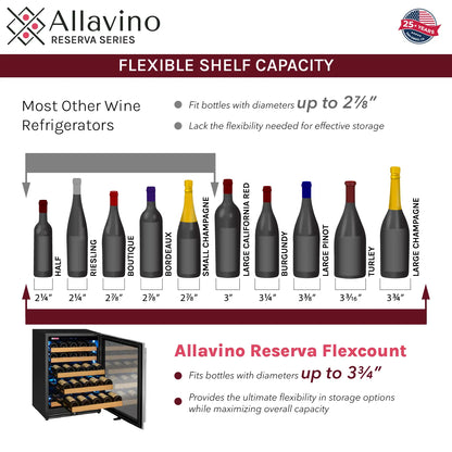 Allavino Reserva Series 102 Bottle Four Zone Undercounter Wine Refrigerator Cooler with Panel Ready Overlay Doors - Side-by-Side