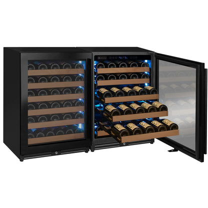 Allavino Reserva Series 102 Bottle Dual Zone Built-in Luxury Wine Refrigerator with Black Metal Doors - Side-by-Side