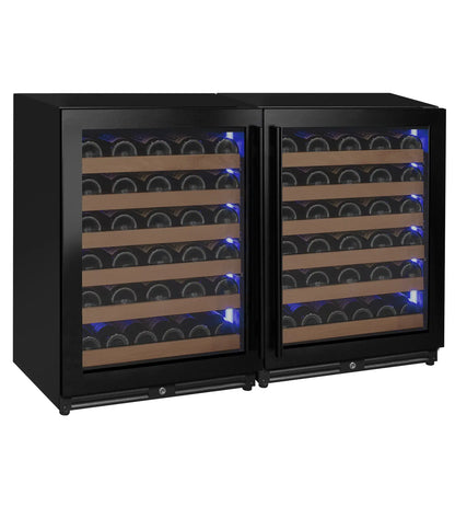 Allavino Reserva Series 102 Bottle Dual Zone Built-in Luxury Wine Refrigerator with Black Metal Doors - Side-by-Side