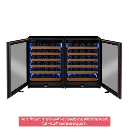 Allavino Reserva Series 102 Bottle Dual Zone Built-in Luxury Wine Refrigerator with Panel Ready Overlay Doors - Side-by-Side