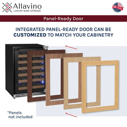 Allavino Reserva Series 102 Bottle Dual Zone Built-in Luxury Wine Refrigerator with Panel Ready Overlay Doors - Side-by-Side