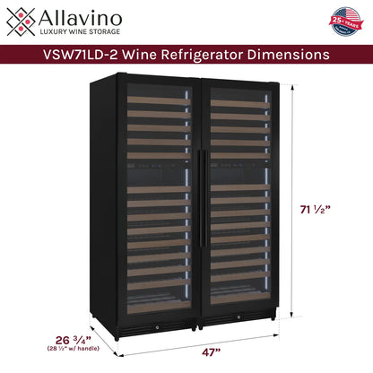 Allavino Reserva Series 344 Bottle Four Zone Built-In Side-by-Side Wine Refrigerators with Black Metal Doors