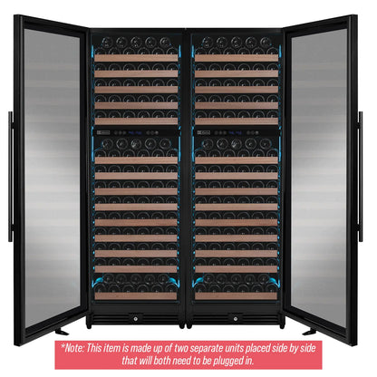Allavino Reserva Series 344 Bottle Four Zone Built-In Side-by-Side Wine Refrigerators with Black Metal Doors