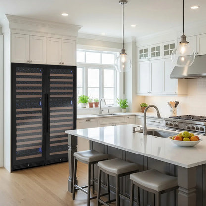 Allavino Reserva Series 344 Bottle Four Zone Built-In Side-by-Side Wine Refrigerators with Black Metal Doors