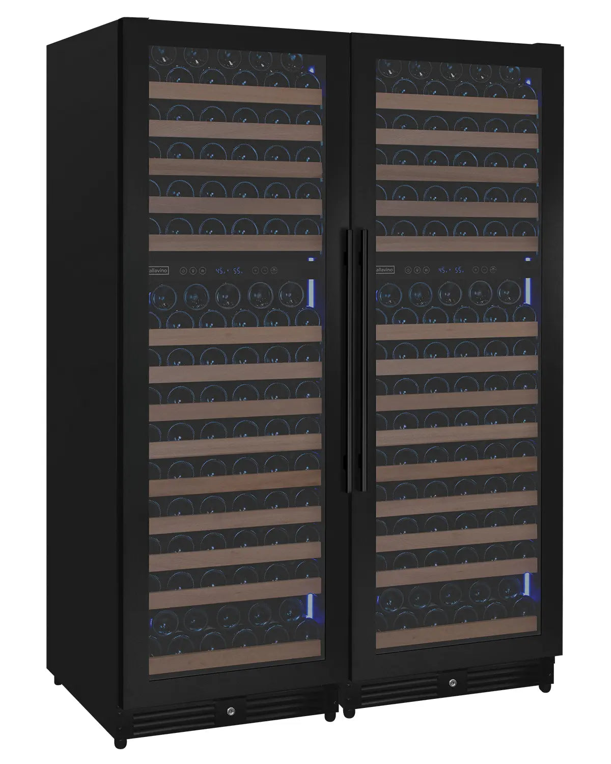 Allavino Reserva Series 344 Bottle Four Zone Built-In Side-by-Side Wine Refrigerators with Black Metal Doors
