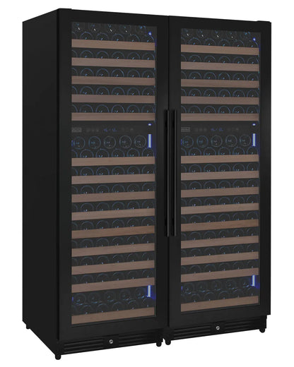 Allavino Reserva Series 344 Bottle Four Zone Built-In Side-by-Side Wine Refrigerators with Black Metal Doors