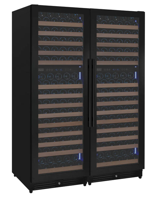 Allavino Reserva Series 344 Bottle Four Zone Built-In Side-by-Side Wine Refrigerators with Black Metal Doors