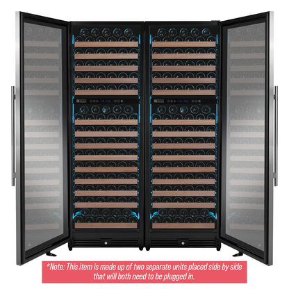 Allavino Reserva Series 344 Bottle Four Zone Built-In Side-by-Side Wine Refrigerators with Stainless Steel Doors