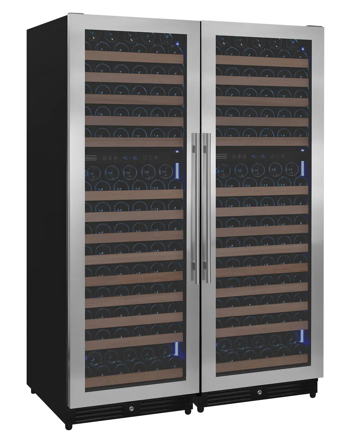 Allavino Reserva Series 344 Bottle Four Zone Built-In Side-by-Side Wine Refrigerators with Stainless Steel Doors