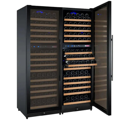 Allavino FlexCount Series 344 Bottle Four Zone Tall Side-by-Side Wine Refrigerators with Black Doors
