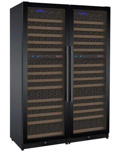 Allavino FlexCount Series 344 Bottle Four Zone Tall Side-by-Side Wine Refrigerators with Black Doors