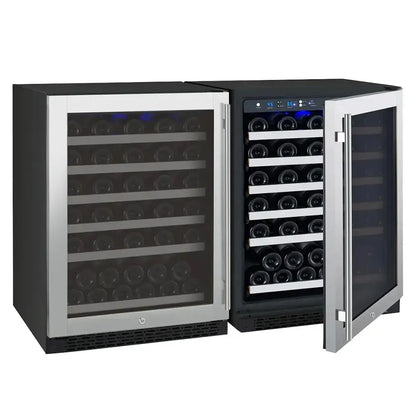 Allavino FlexCount Series 112 Bottle Dual Zone Built-in Side-by-Side Wine Refrigerators with Stainless Steel Doors