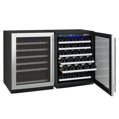 Allavino FlexCount Series 112 Bottle Dual Zone Built-in Side-by-Side Wine Refrigerators with Stainless Steel Doors