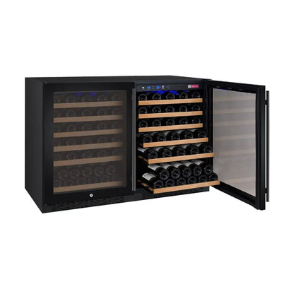 Allavino FlexCount Series 112 Bottle Dual Zone Built-in Side-by-Side Wine Refrigerators with Black Doors