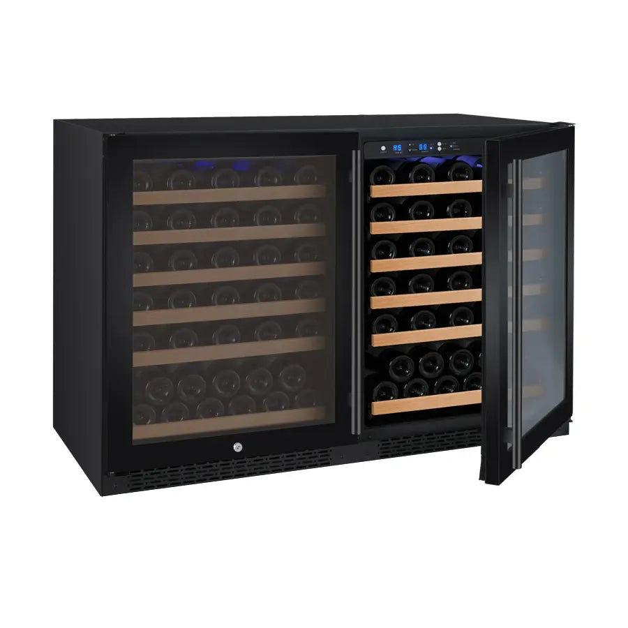 Allavino FlexCount Series 112 Bottle Dual Zone Built-in Side-by-Side Wine Refrigerators with Black Doors