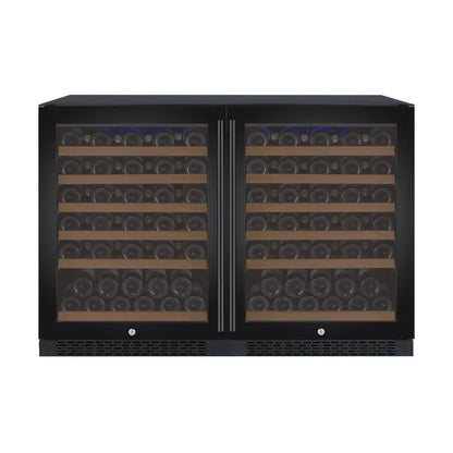 Allavino FlexCount Series 112 Bottle Dual Zone Built-in Side-by-Side Wine Refrigerators with Black Doors