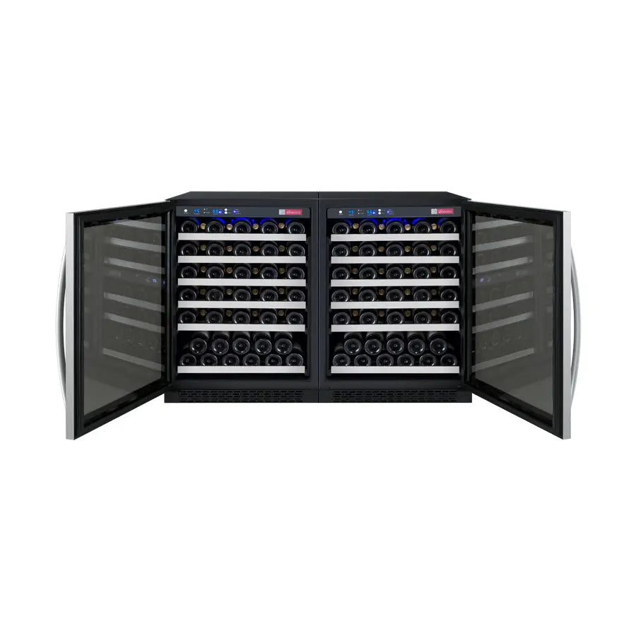 Allavino FlexCount Series 112 Bottle Dual Zone Built-in Side-by-Side Wine Refrigerators with Stainless Steel Doors