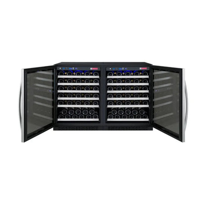 Allavino FlexCount Series 112 Bottle Dual Zone Built-in Side-by-Side Wine Refrigerators with Stainless Steel Doors