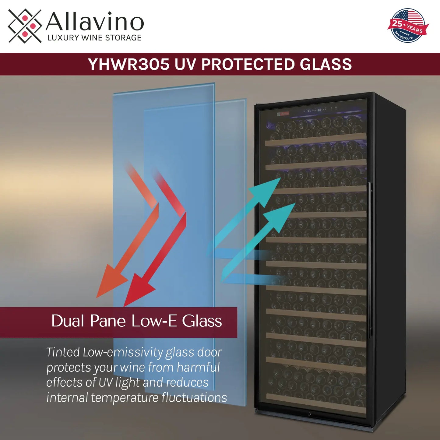 Allavino Vite II 610 Bottle Dual Zone Tall Side-by-Side Wine Refrigerators with Black Frame Glass Doors