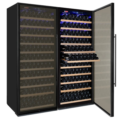 Allavino Vite II 610 Bottle Dual Zone Tall Side-by-Side Wine Refrigerators with Black Frame Glass Doors