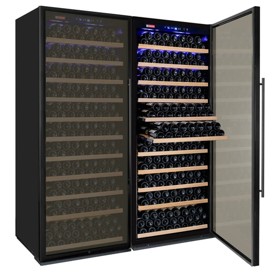 Allavino Vite II 610 Bottle Dual Zone Tall Side-by-Side Wine Refrigerators with Black Frame Glass Doors