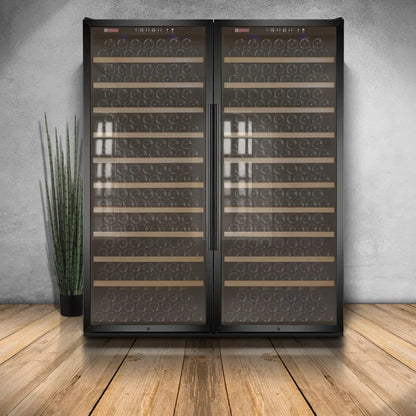Allavino Vite II 610 Bottle Dual Zone Tall Side-by-Side Wine Refrigerators with Black Frame Glass Doors