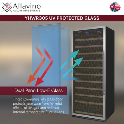 Allavino Vite II 610 Bottle Dual Zone Tall Side-by-Side Wine Refrigerators with Stainless Frame Glass Doors