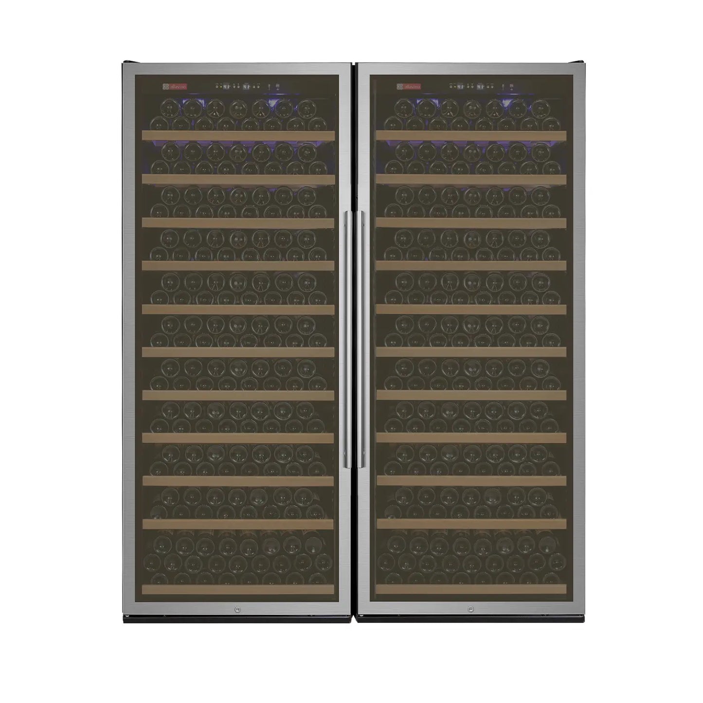 Allavino Vite II 610 Bottle Dual Zone Tall Side-by-Side Wine Refrigerators with Stainless Frame Glass Doors