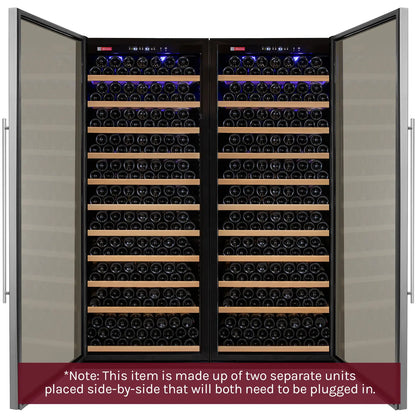Allavino Vite II 610 Bottle Dual Zone Tall Side-by-Side Wine Refrigerators with Stainless Frame Glass Doors