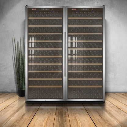 Allavino Vite II 610 Bottle Dual Zone Tall Side-by-Side Wine Refrigerators with Stainless Frame Glass Doors