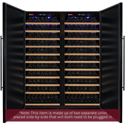 Allavino Vite II 610 Bottle Dual Zone Tall Side-by-Side Wine Refrigerators with Black Solid Doors