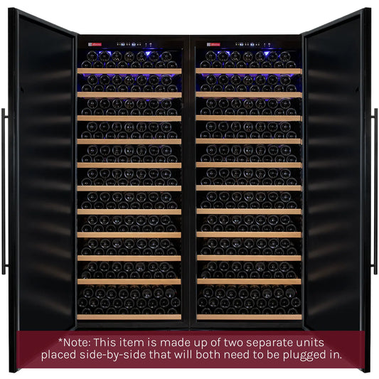 Allavino Vite II 610 Bottle Dual Zone Tall Side-by-Side Wine Refrigerators with Black Solid Doors