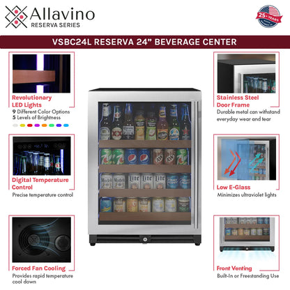 Allavino Reserva Series 47" Wide Side-by-Side Wine Refrigerator and Beverage Center with Stainless Steel Doors