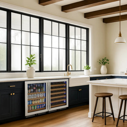 Allavino Reserva Series 47" Wide Side-by-Side Wine Refrigerator and Beverage Center with Stainless Steel Doors